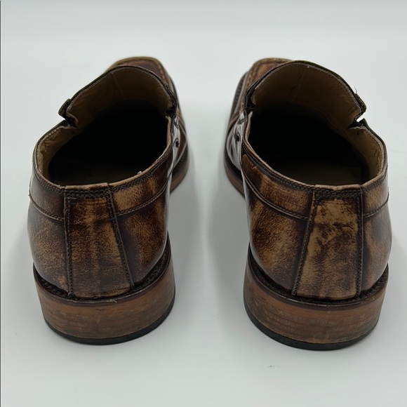 Men\'s Brown Leather Loafers dress shoes 41 EU 8.5 slip on square toe main image 11